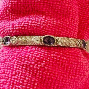 Judith Ripka sterling cuff bracelt with genuine amethyst & cz stones